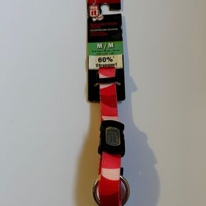 Adjustable Nylon Dog Collar - Pink & White Stripe, Medium